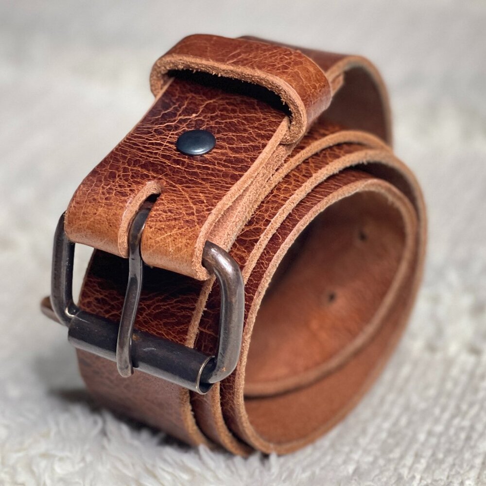 HANKS BELTS The Rustic Glaze in Sunset Brown, Men's Belt Size 38 | 1.5"